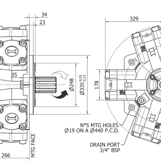 HYDRAULIC MOTOR , MODEL: R8D 2500/C H6 A0 D90 CCW